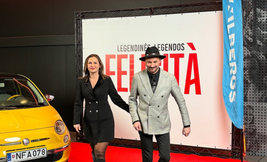 Su vaikystės draugu Eimučiu Kvoščiausku filmo Felicita premjeroje.