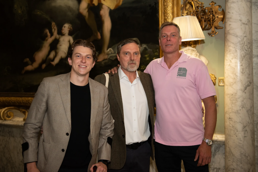Kompanijos Ecohardwood atstovai Mantas Gailevičius, Irmantas Jurgutis ir John Fenlon.