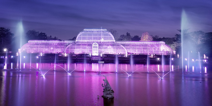 Palm House illuminations. Credit: Jeff Eden, RBG Kew.